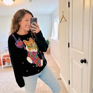 Vintage BP DESIGN Cat Intarsia Holiday Christmas Sweater Medium